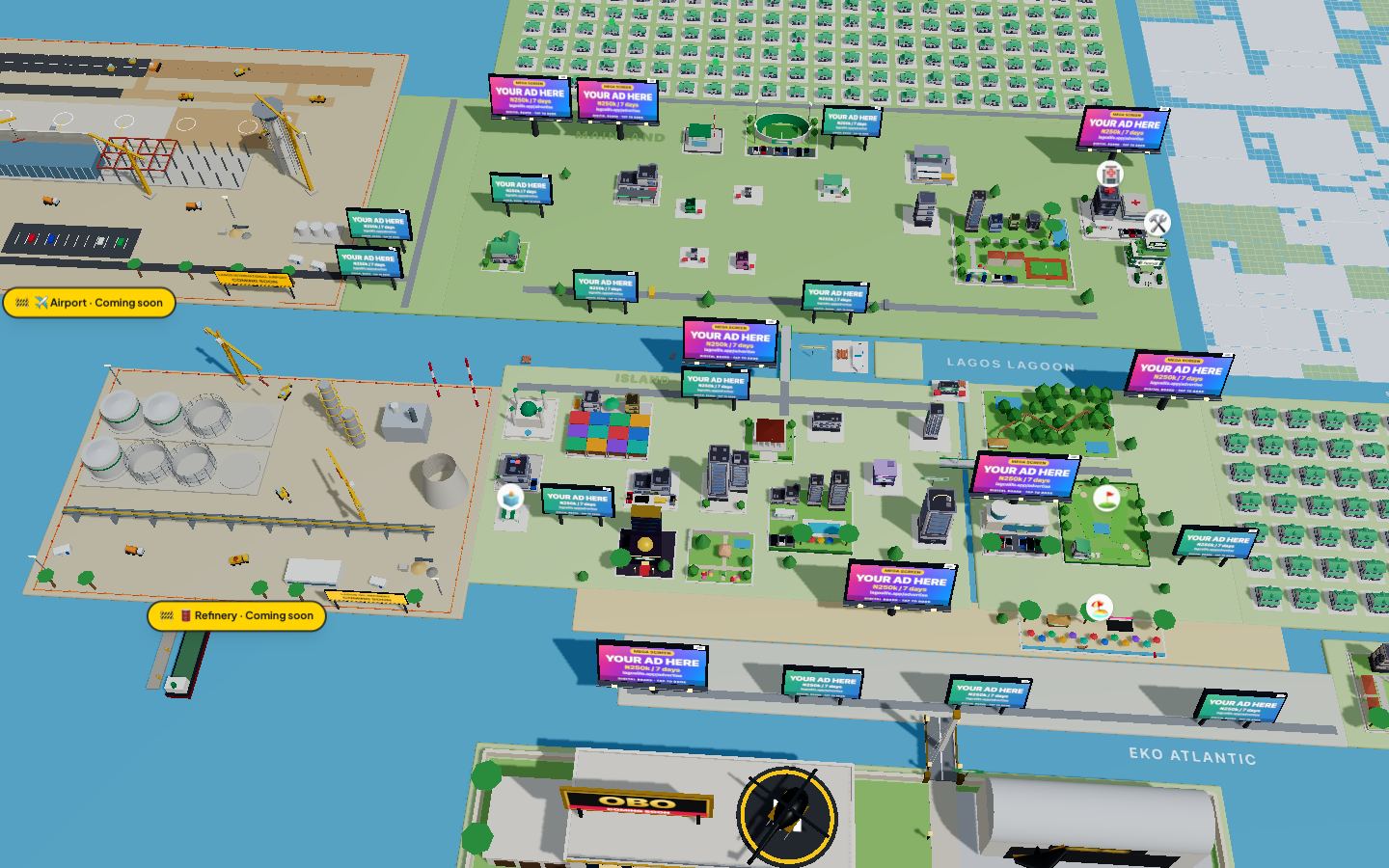 Lagos Life capture: the wider map with the island, Eko Atlantic and the airport