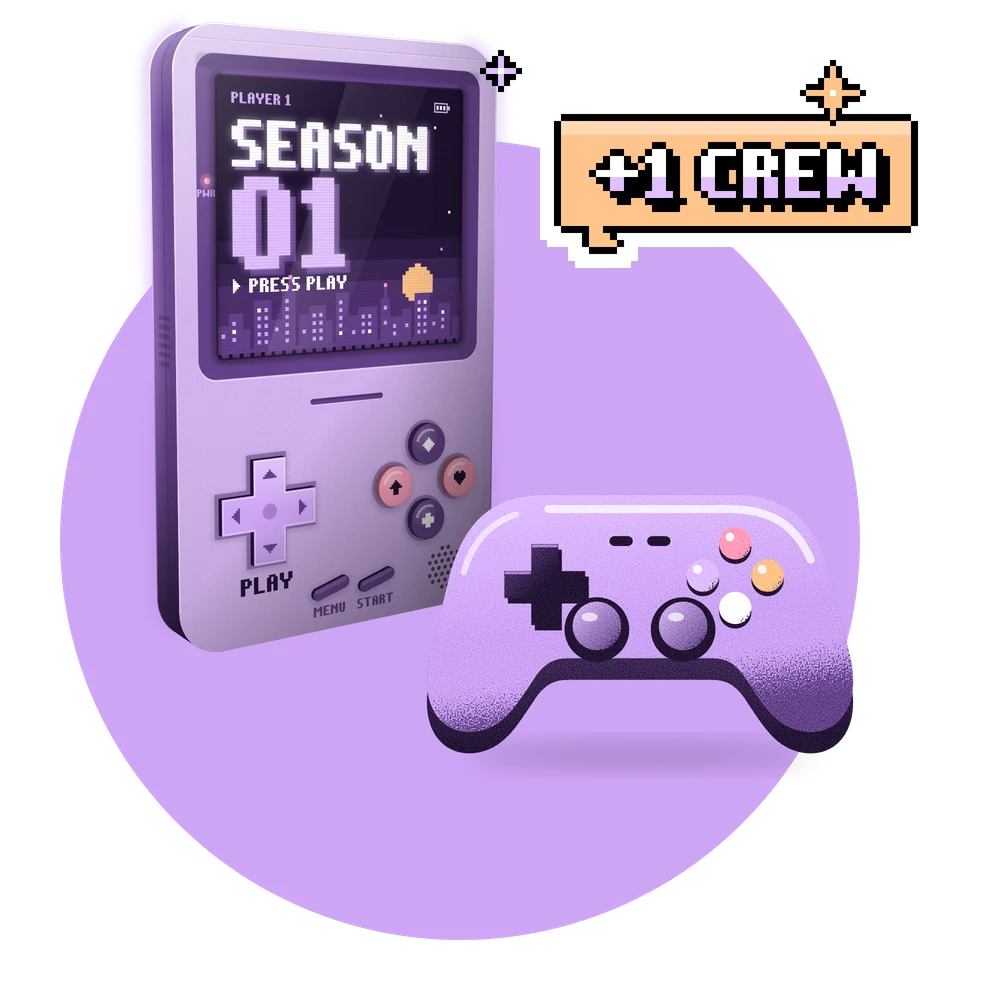 Illustration: a Vatar handheld and a lilac controller